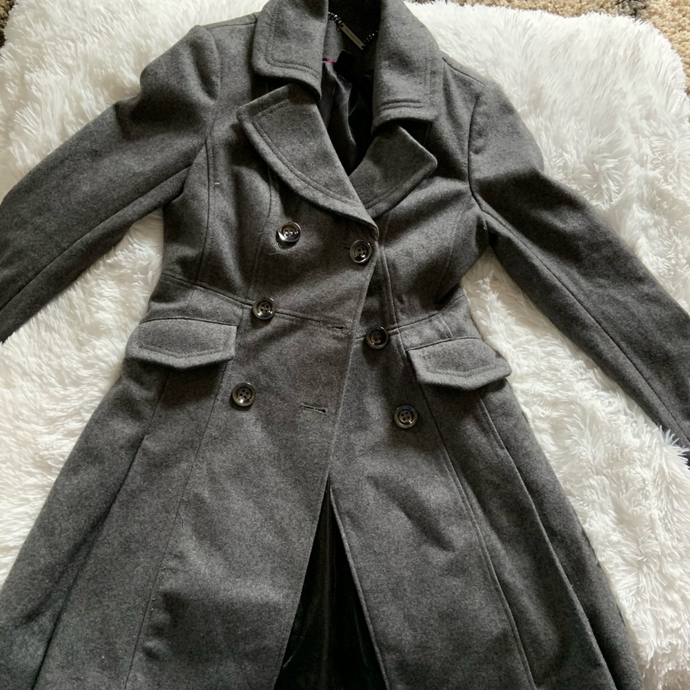 🌿White House Black Market XXS Gray Wool Pea Coat